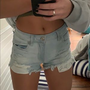 light wash jean shorts